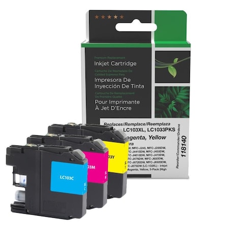 Clover Imaging Group Non-OEM New High Yield Cyan/Magenta/Yellow Ink Cartridges 118140